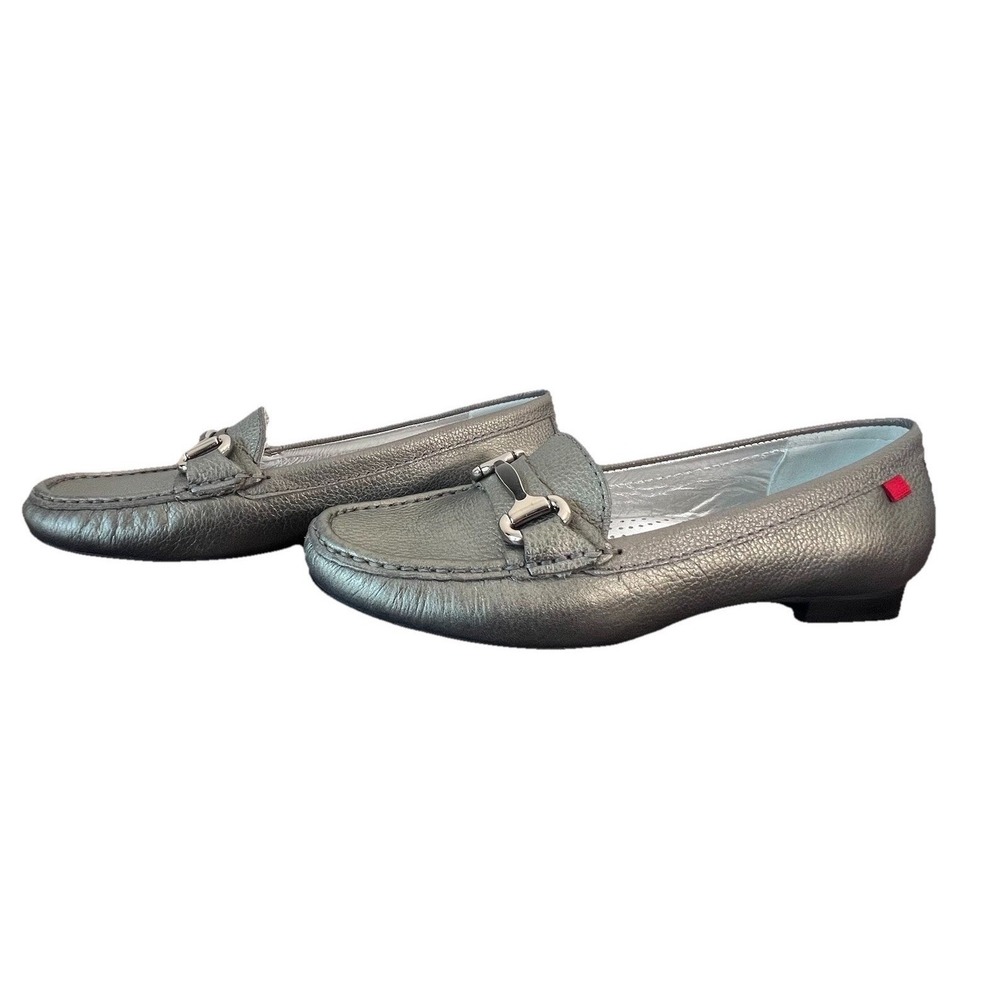 Marc Joseph New York Grand St Metallic‎ Pewter Leather Bit Loafers Womens 8.5